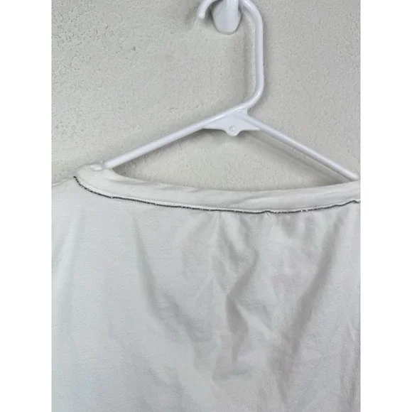 Brunello Cucinelli White Monili Beaded Tee Womens S Asymmetrical Luxury Designer